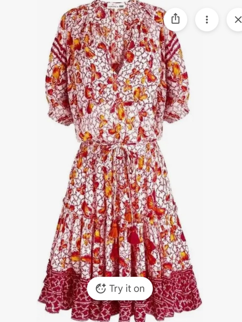 Poupette St. Barth Bona Pink Iris Print Mini Dress NWT